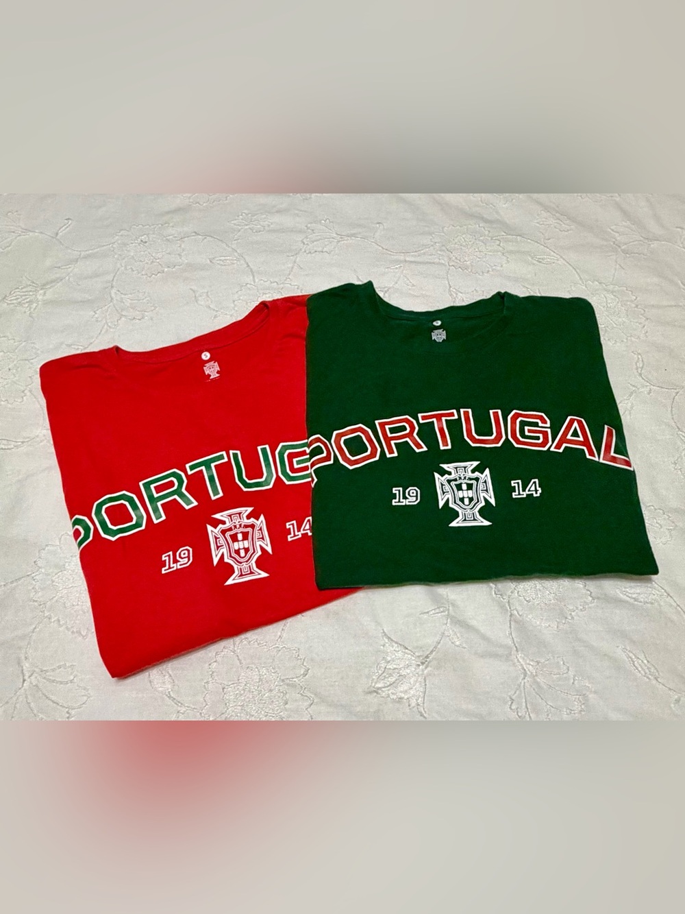 Set of 2 Portugal Graphic Crewneck T-Shirts Travel Shirts Unisex